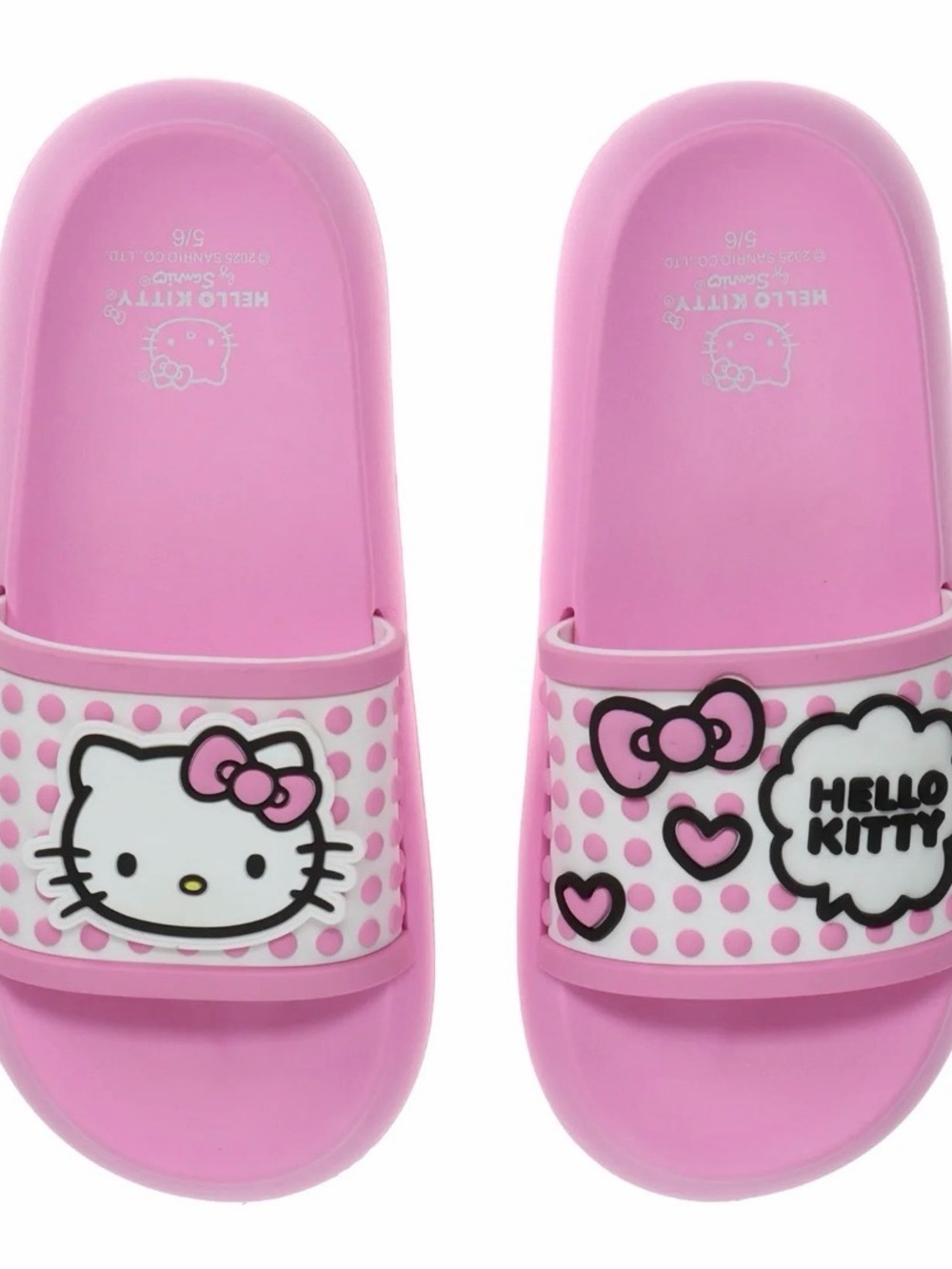 Hello Kitty Pink Girls Slide Sandals with Bow & Hearts